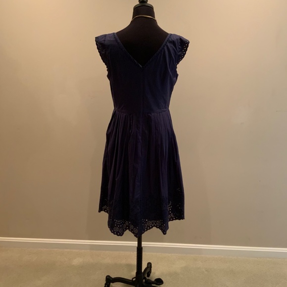 Boden Navy Blue Cotton/Eyelet Detail Summer Dress, Size 10 - Picture 7 of 10